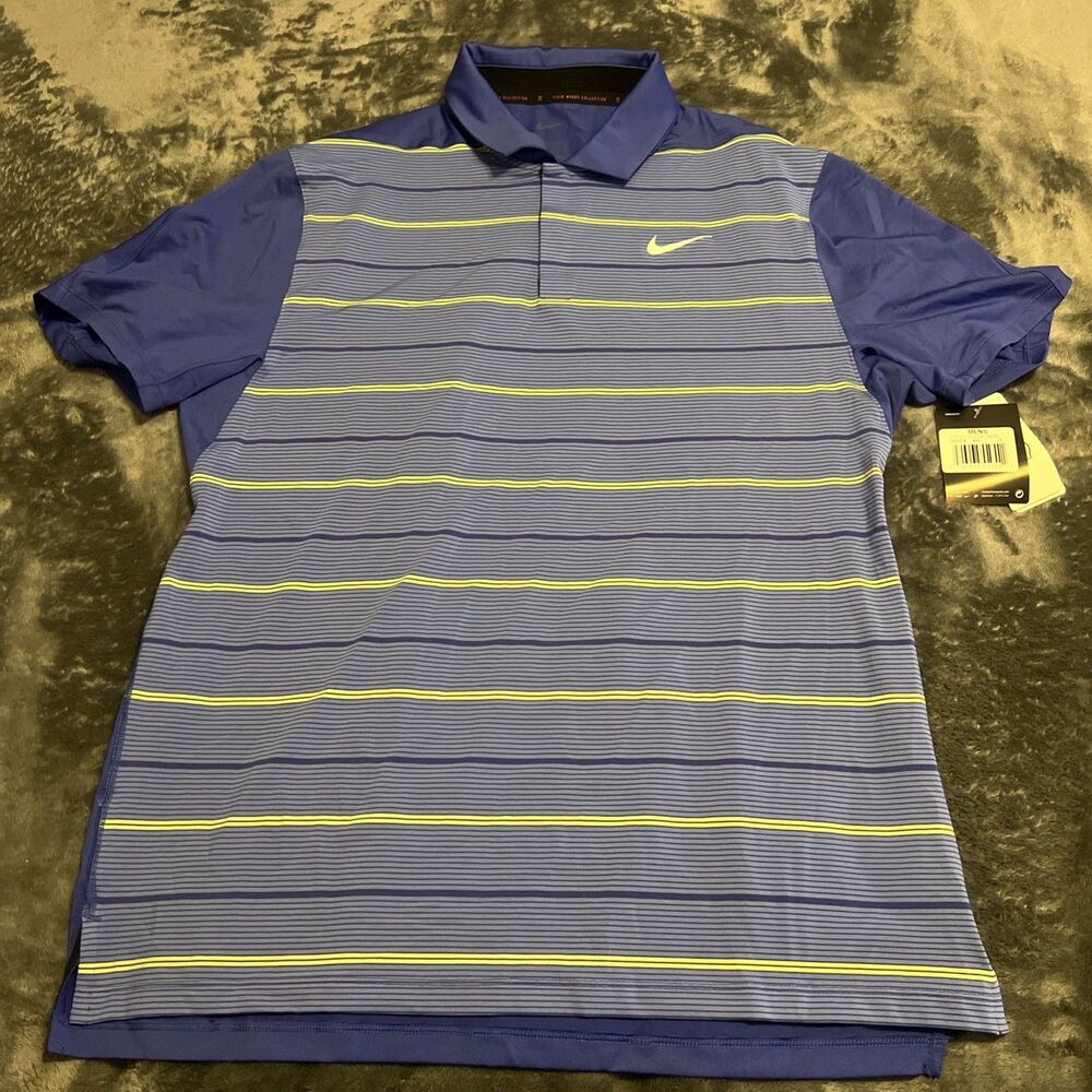 Medium NIKE TIGER WOODS GOLF POLO DRI-FIT MENS SHORT SLEEVE DR5318-430 BLUE